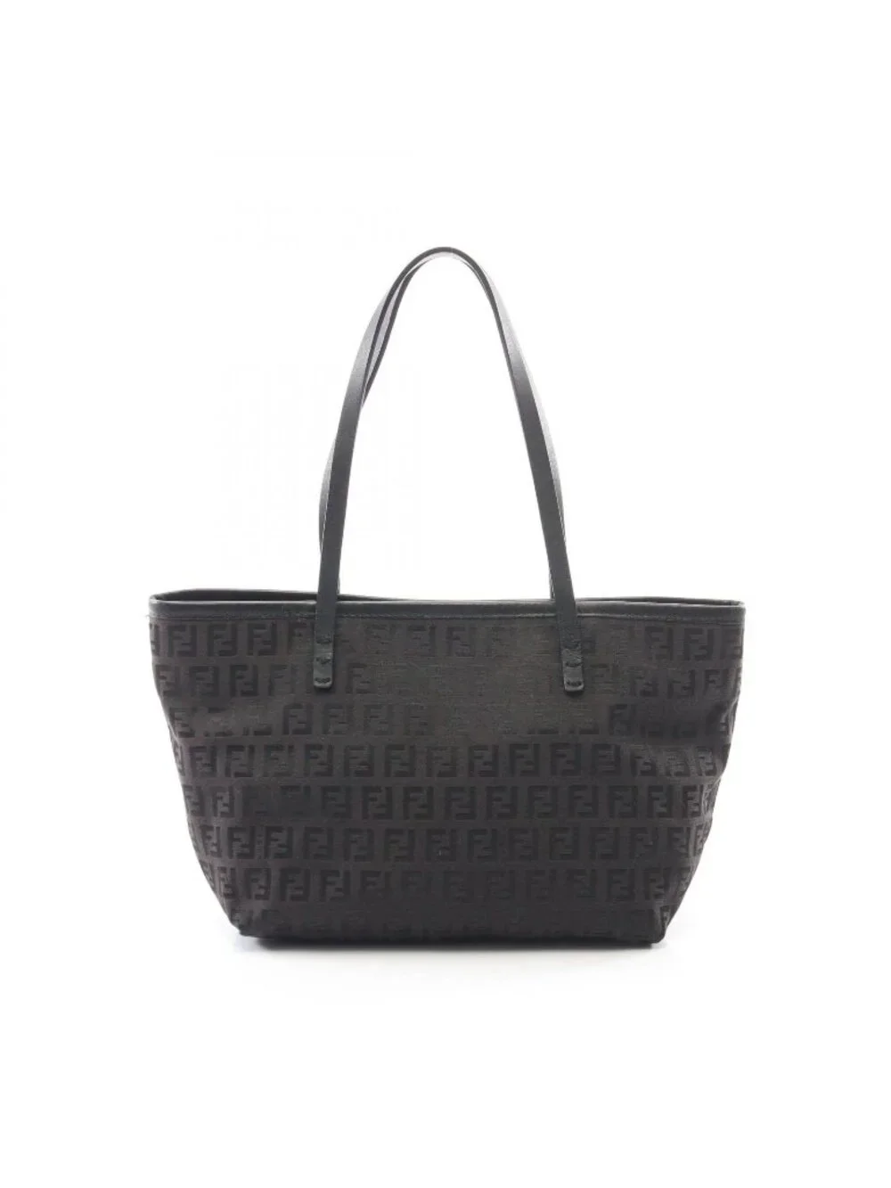 Fendi Tote Zucchino Dark Brown Canvas Leather Mini